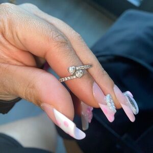 Two Sparkling Hearts Ring Pandora Size 6